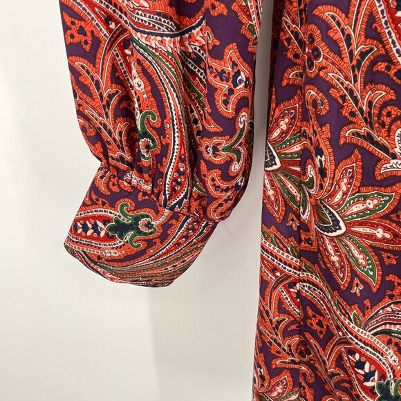 Lauren Ralph Lauren Double Faced Georgette Wrap Dress Size 14 Orange Print - Picture 6 of 14
